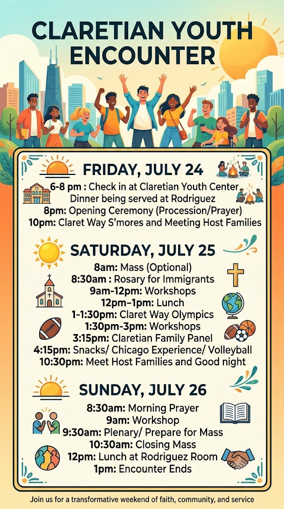 Claretian Youth Encounter 2026 Schedule